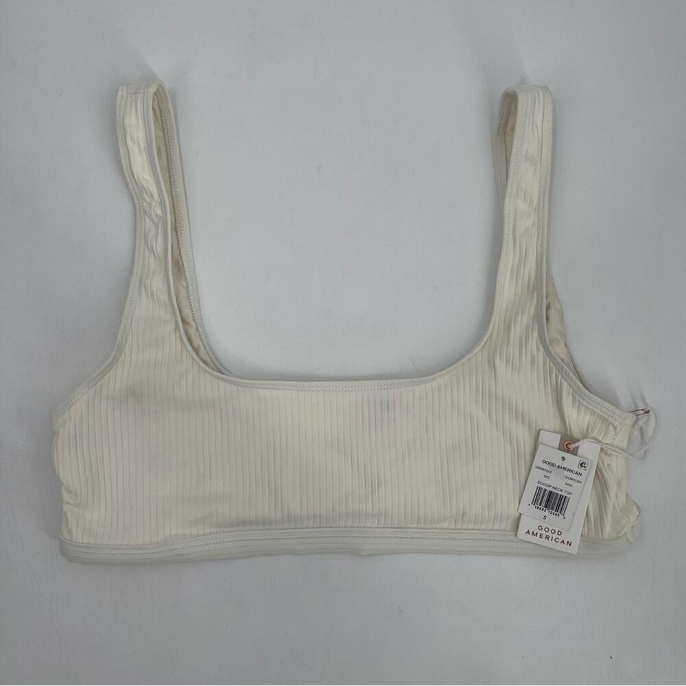 GOOD AMERICAN Bikini Top 2XL Curvy Plus Size Ribbed Scoop Neck Swim Ivory NWT - Picture 12 of 15